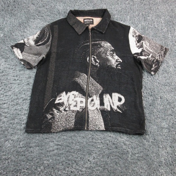 Nipsey Hussle Shirt Mens 3XL Black Byepound Dept Woven Zip Front Graphic NWT